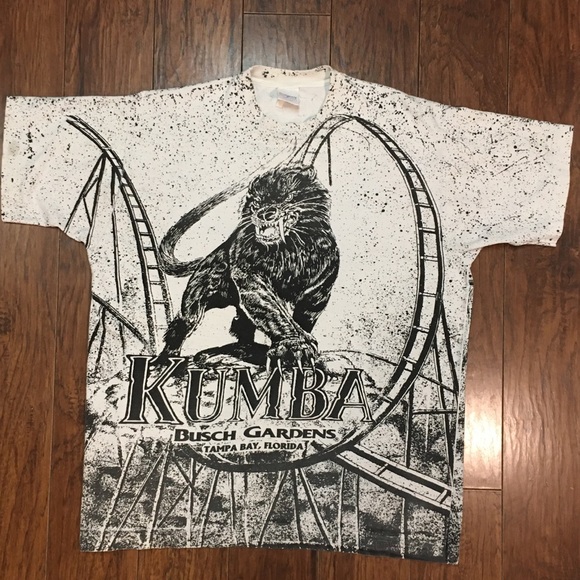 Vtg single stitch Kumba roller coaster all over print T-shirt - Picture 7 of 12